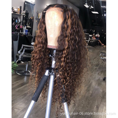 Water wave hair wigs natural color Ombre piano color factory supplier 13*4 4*4 150% 180% 200% 250% density